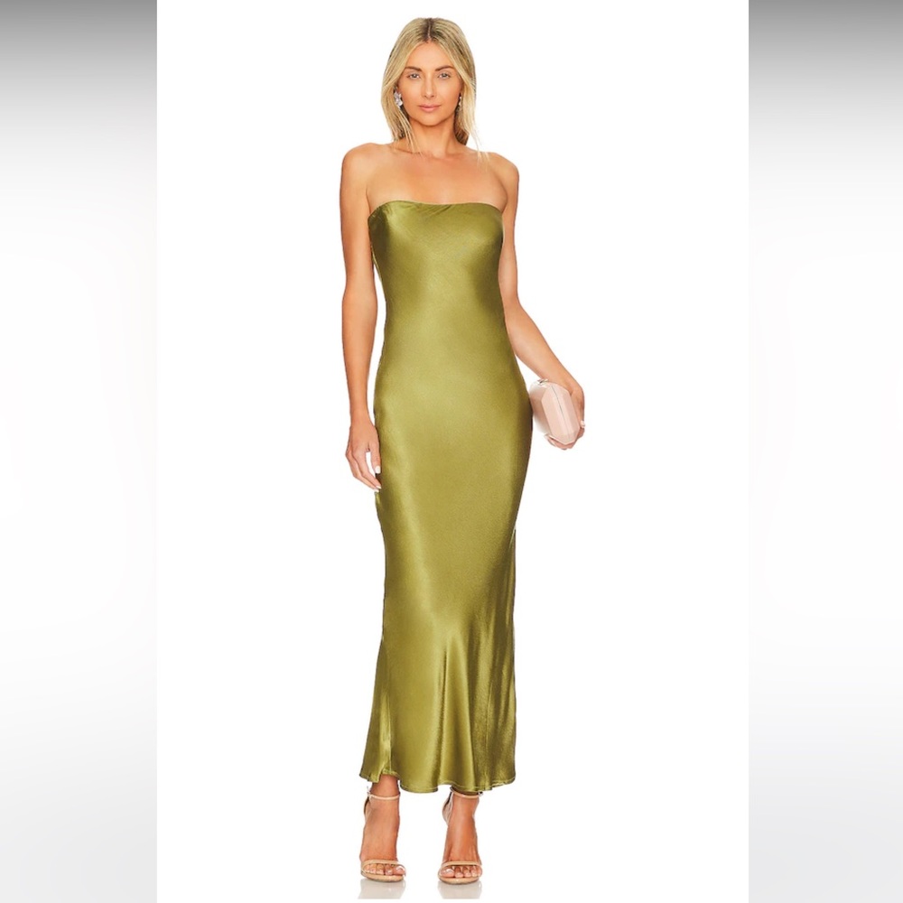 REVOLVE Angel Strapless Midi Dress in Olive / SNDYS